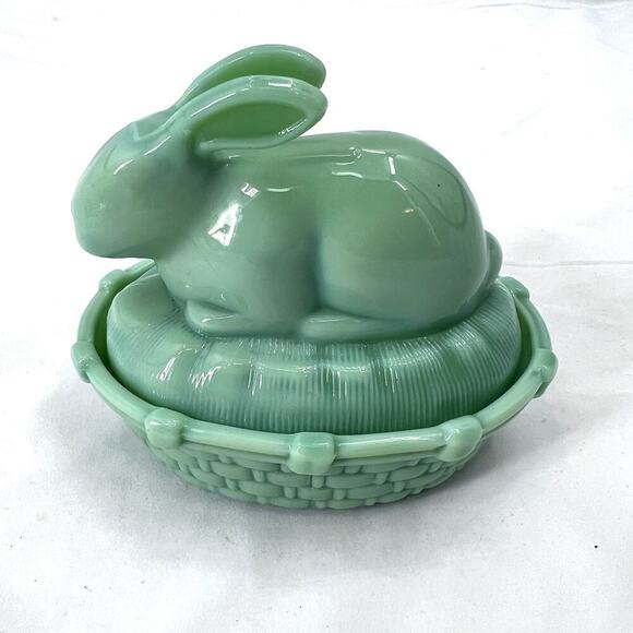 SUR LA TABLE Green Jadeite Bunny Rabbit Covered Dish - Picture 1 of 8